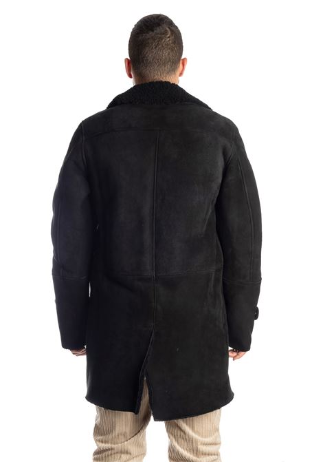 Black shearling long jacket D FOUR | R766MONT SCA-NERO